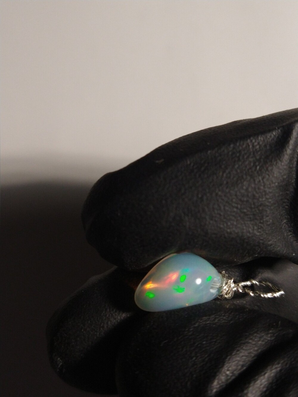 Natural Opal Cabochon Sterling Silver Pendant